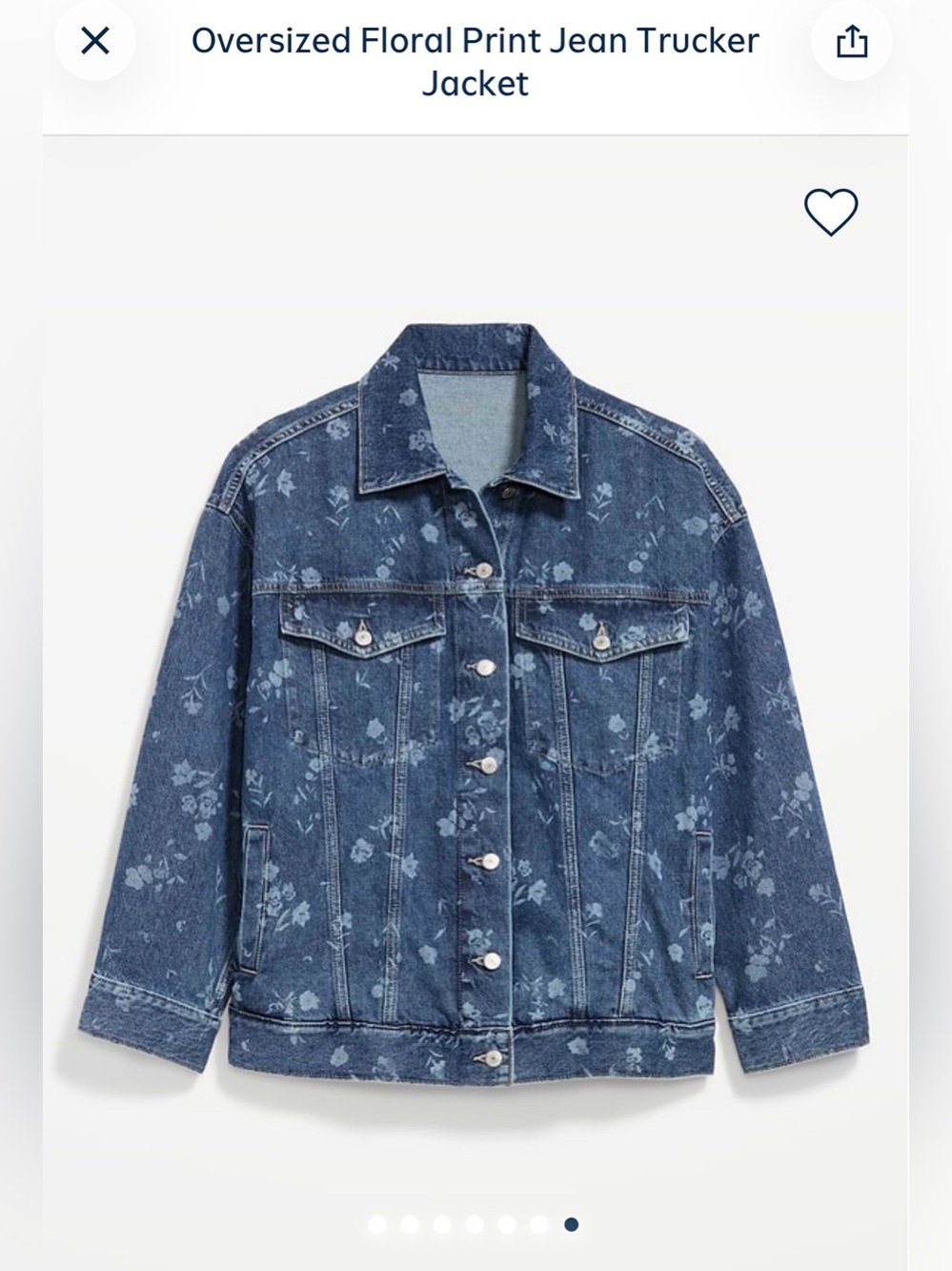 NWT Old Navy 100% Cotton Oversized Floral Print Jean Trucker Jacket